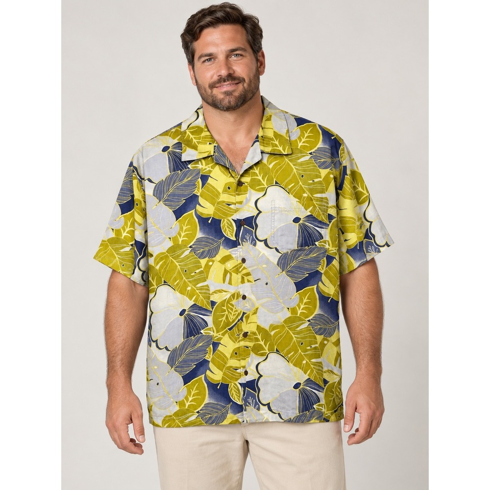 Tommy Bahama Mens XL 100% Silk Hawaiian Camp Shirt Floral Tropical Short Sleeve